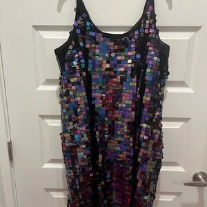 Torrid Black and Purple Sequin Mini Dress